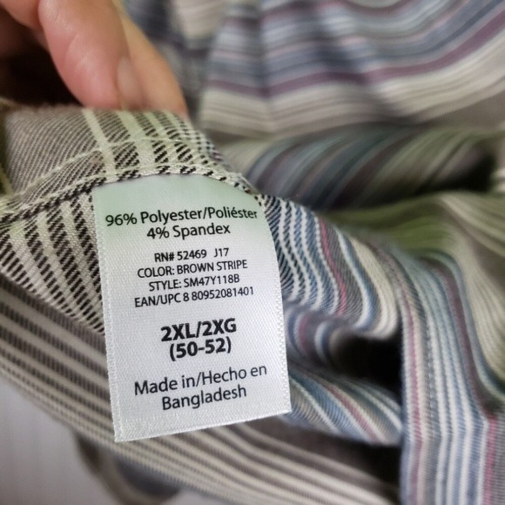 Swiss tech Mens plus size striped button up shirt size 2xl - Picture 2 of 14